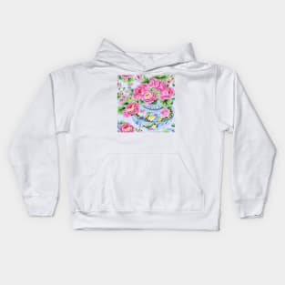 Roses in chinoiserie jars Kids Hoodie